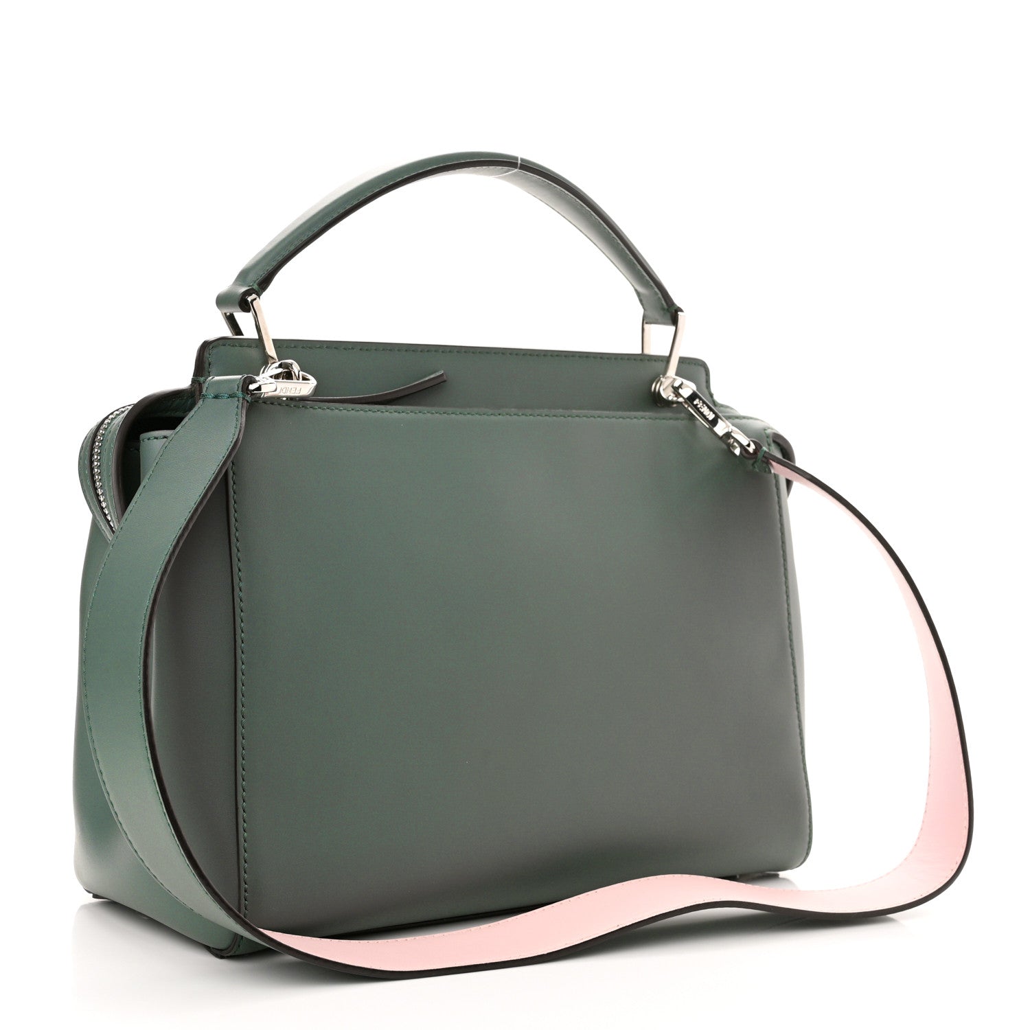 Fendi Vitello Baltico Shiny Nappa Lace Up Floral Dotcom Satchel Malachite 3 of 11