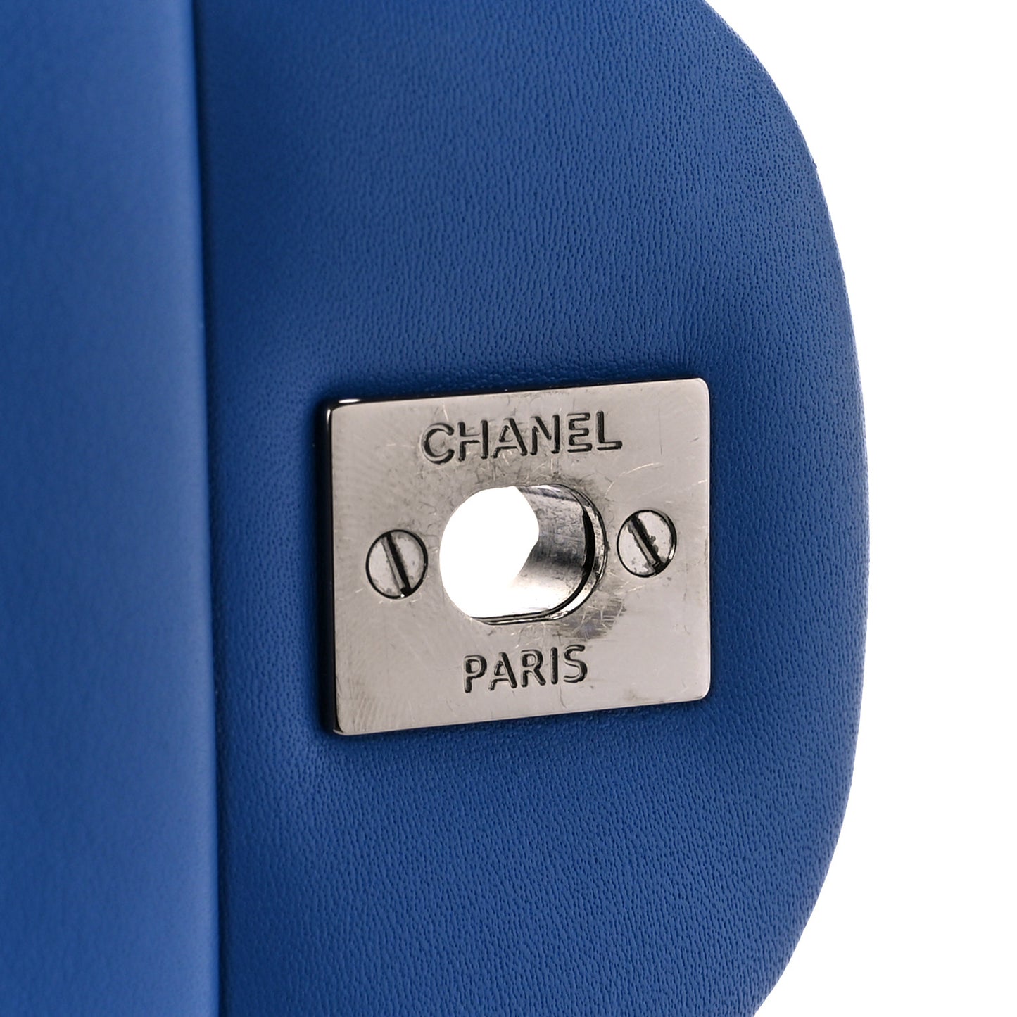 Patent Calfskin Quilted Jumbo Double Flap Blue