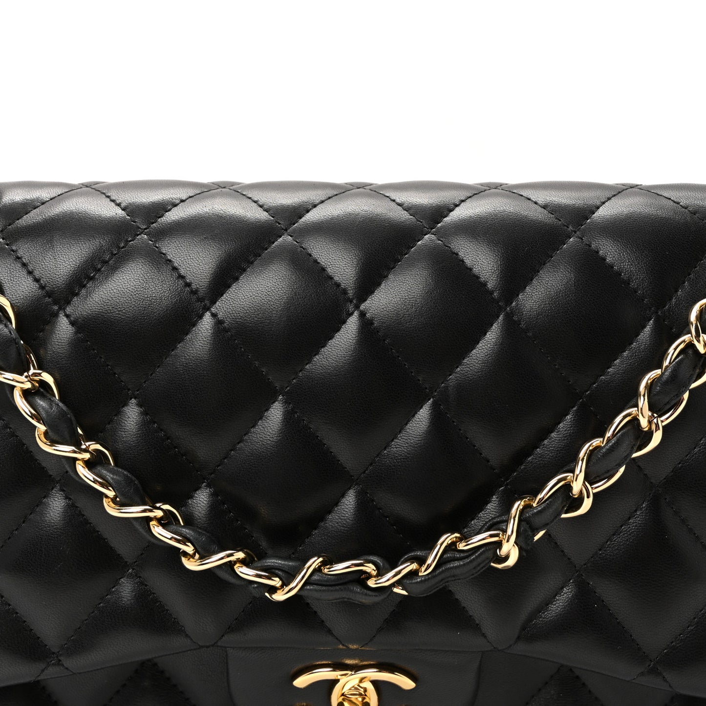 Lambskin Quilted Jumbo Double Flap Black