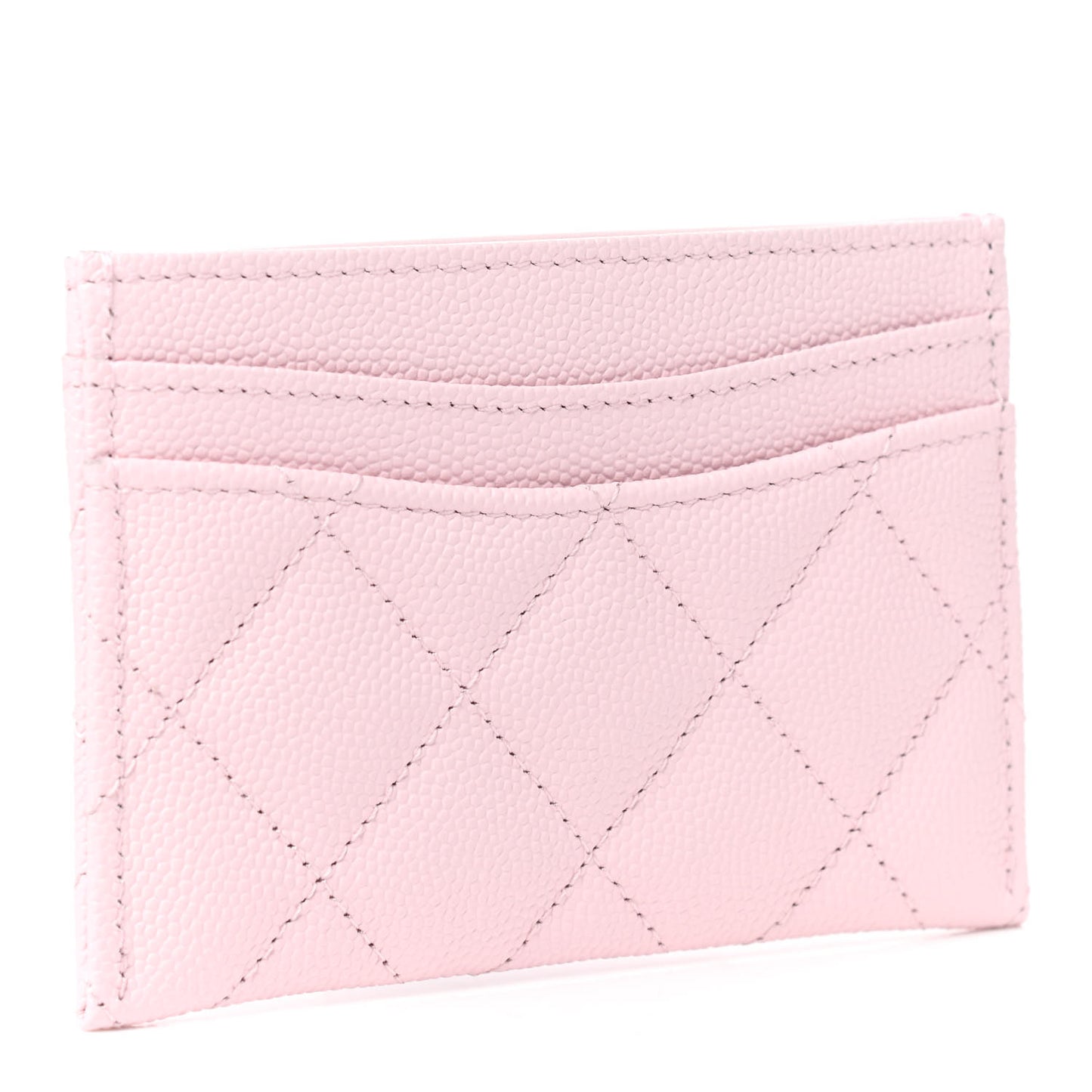 Caviar Quilted Card Holder Light Pink