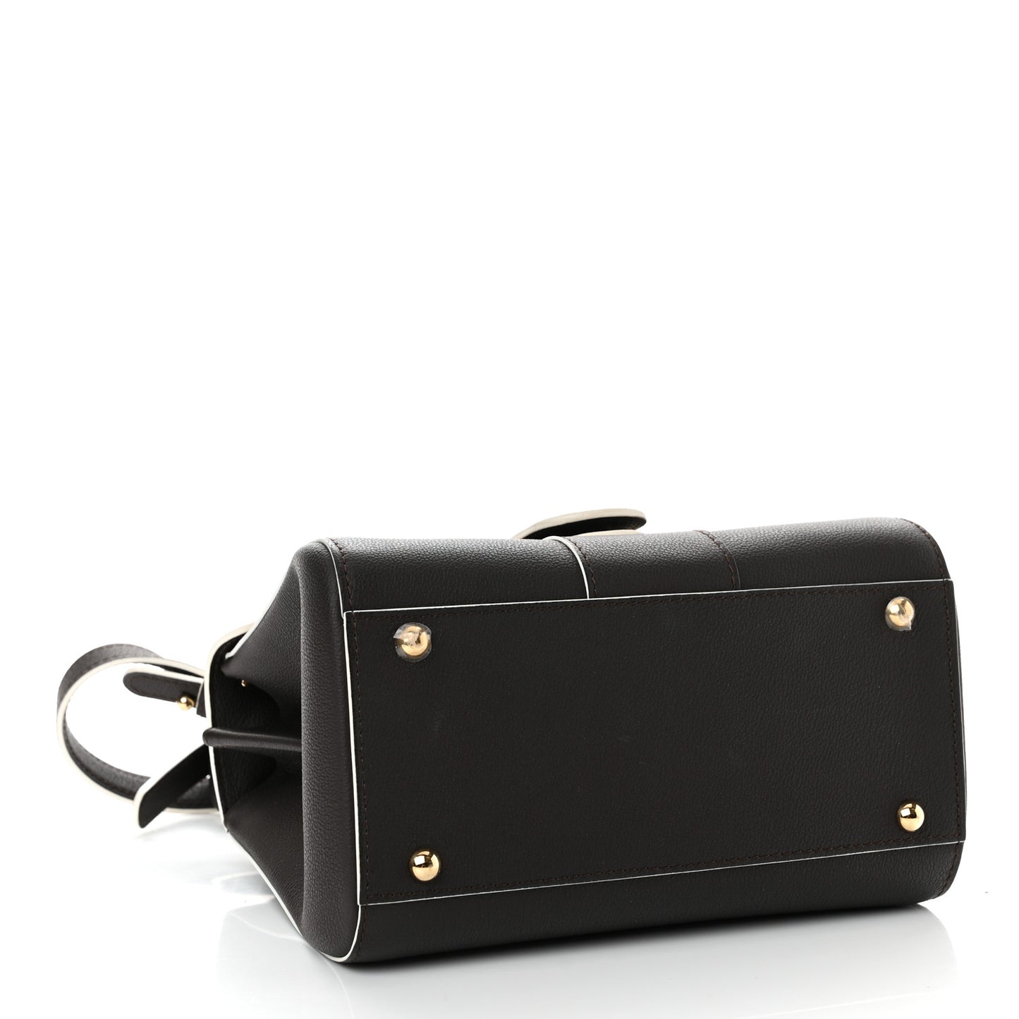 Grained Calfskin Bi-Color Brillant Mini Satchel Black