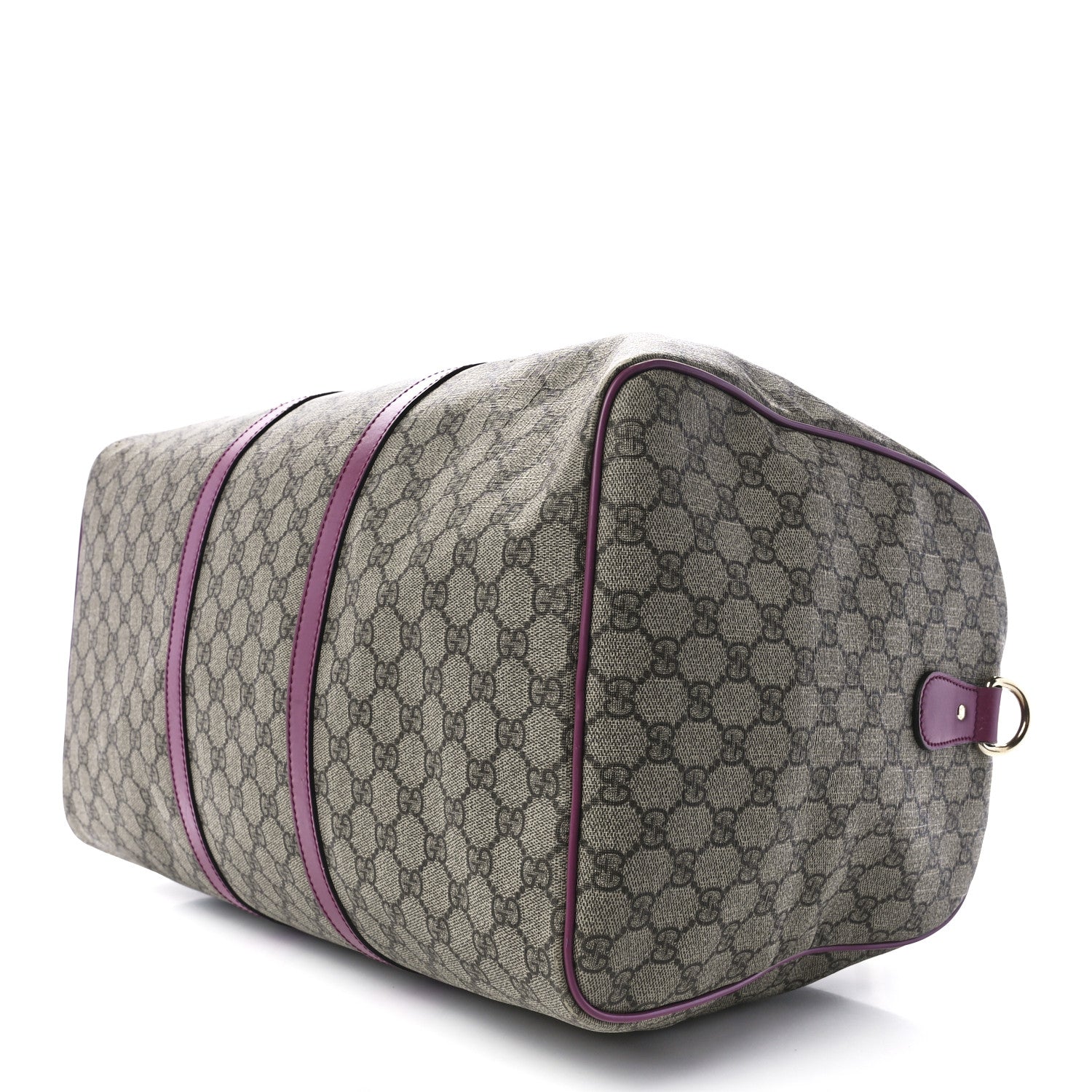 Gucci GG Supreme Monogram Selleria Calfskin Medium Carry On Duffle Bag Beige Ebony Peonia Flower 11 of 13