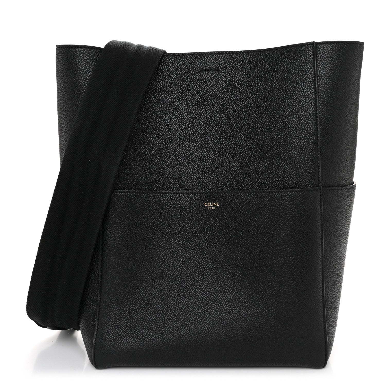 Celine Soft Grained Calfskin Sangle Bucket Bag Black 1 of 10