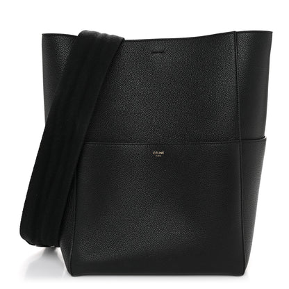 Celine Soft Grained Calfskin Sangle Bucket Bag Black 1 of 10