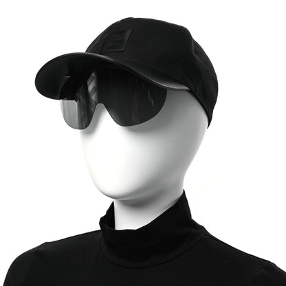 Fendi Cotton Suede Eyecap Shield Sunglasses With Baseball Cap 58 Black 3 of 9