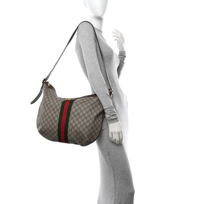 Gucci GG Supreme Monogram Web Ophidia Half Moon Hobo Brown 2 of 10