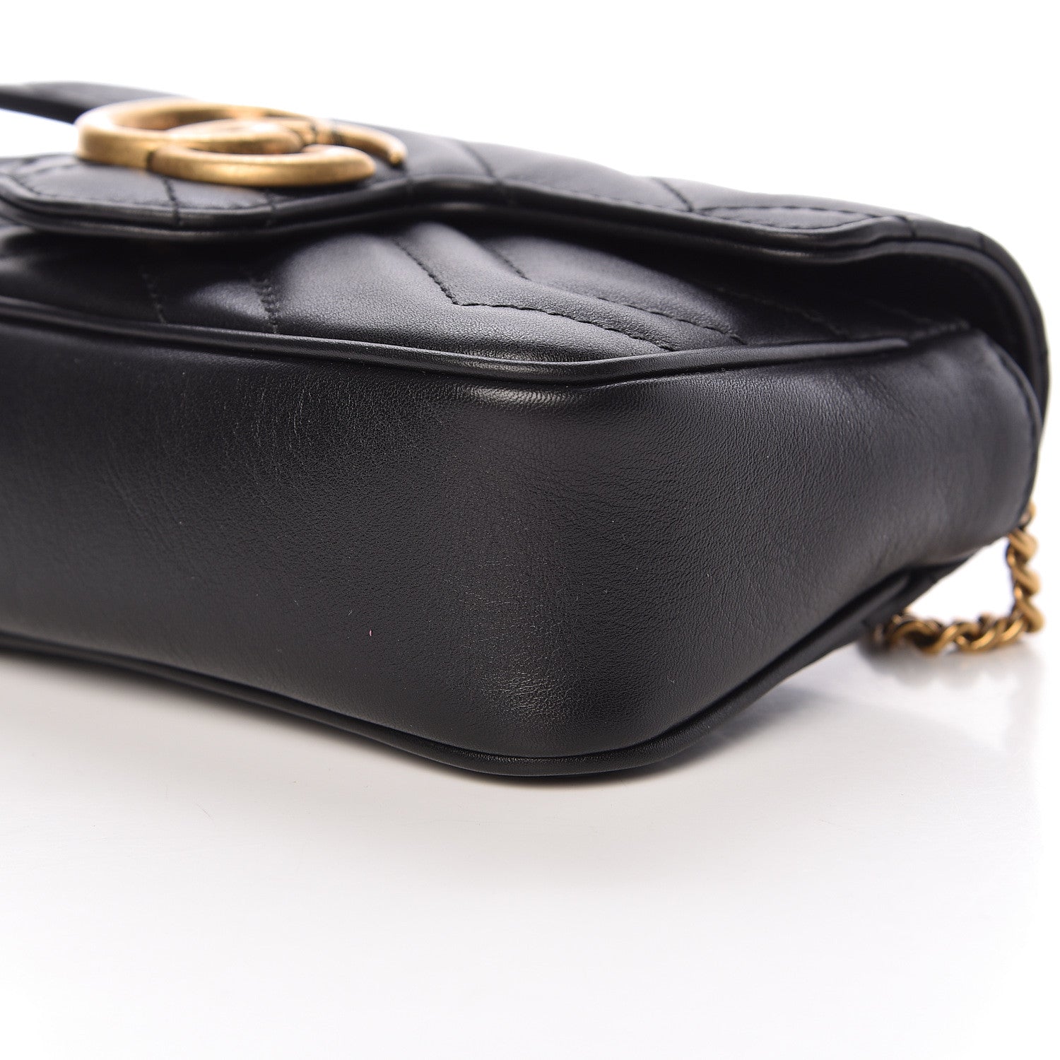 Gucci Calfskin Matelasse Super Mini GG Marmont Shoulder Bag Black 9 of 11
