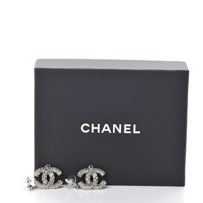 Chanel Baguette Crystal CC Drop Earrings Silver 4 of 4