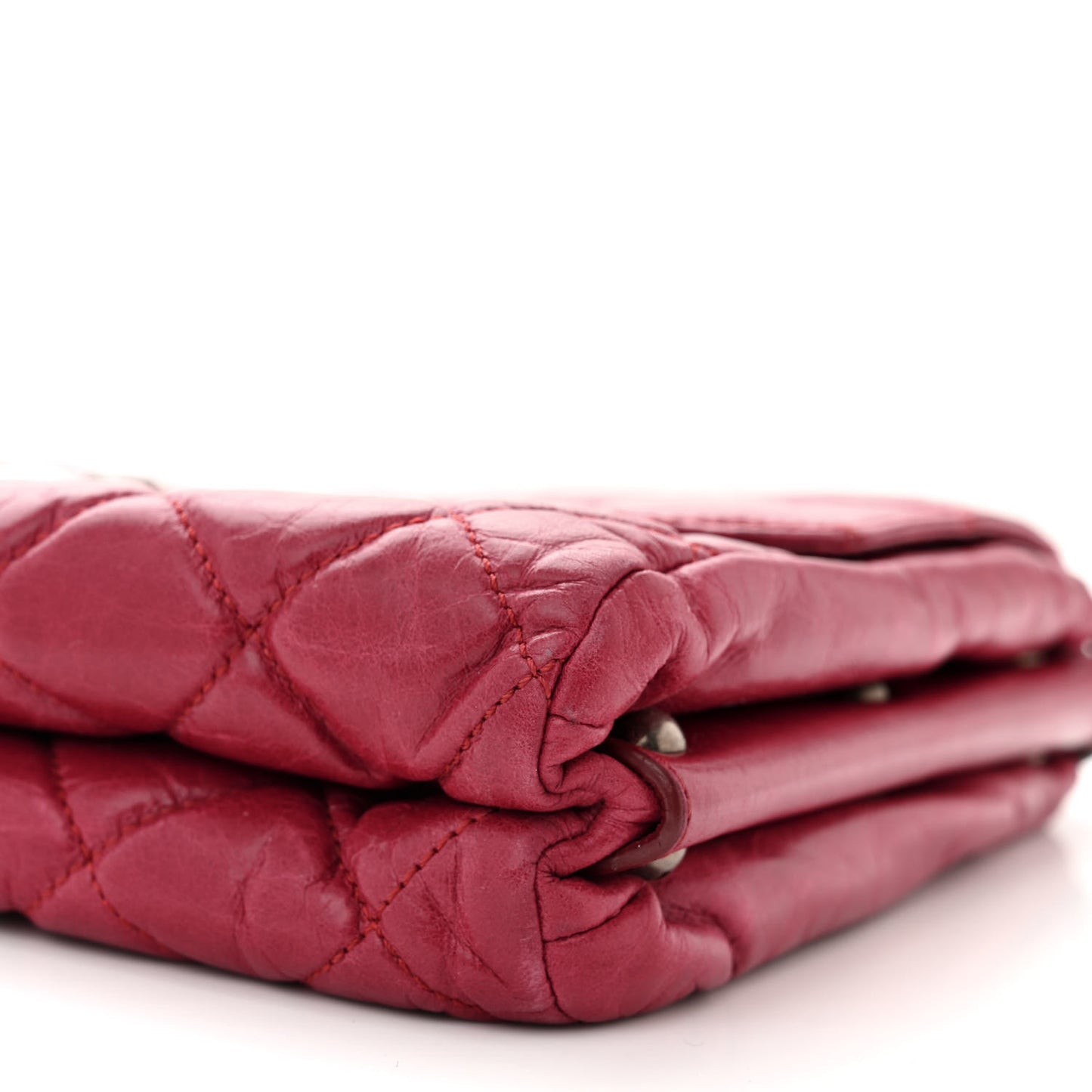 Glazed Calfskin Quilted Soft Boy Flap Red