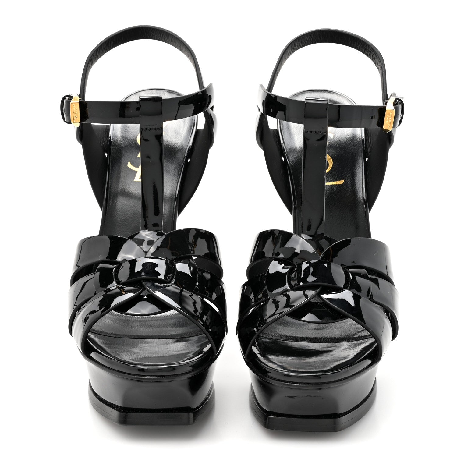 Saint Laurent Patent Tribute 105 Platform Sandals 35.5 Black 2 of 9