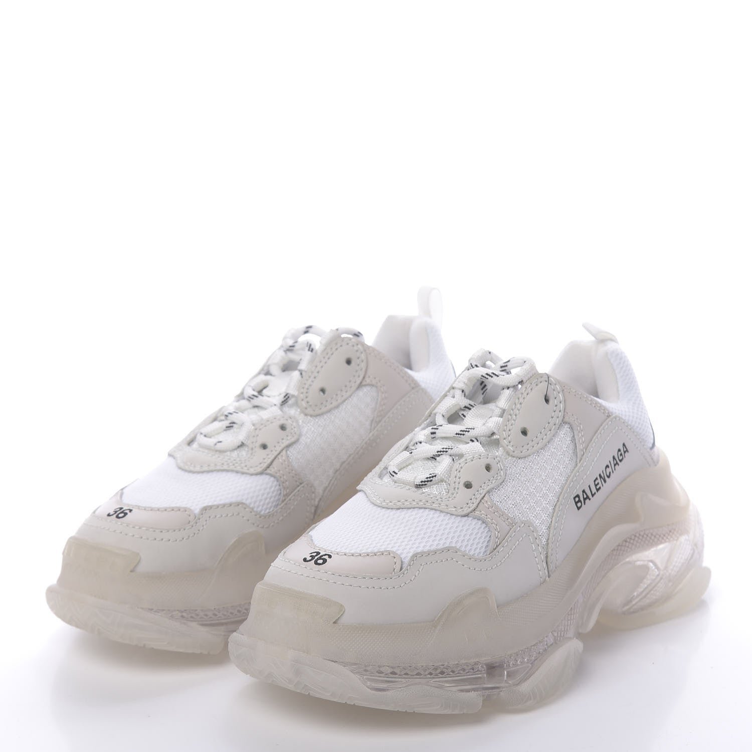 Balenciaga Fabric Mesh Clear Sole Womens Triple S Sneakers 36 White 3 of 8