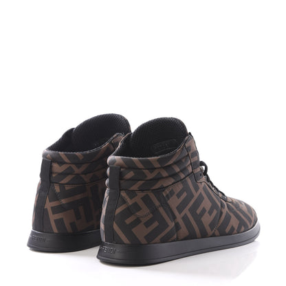 Fendi Nylon FF Reloaded High Top Sneakers 41 Tobacco Black 4 of 9