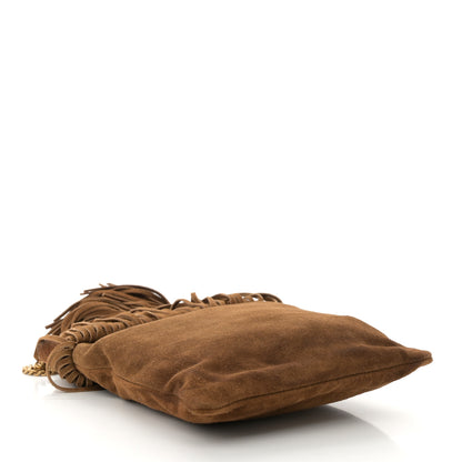 Saint Laurent Suede Calfskin Small Grace Fringed Hobo Bag Light Ocre 4 of 9