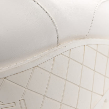 Chanel Lambskin Quilted Lace Up Wedge Combat Boots 37.5 White 17 of 18