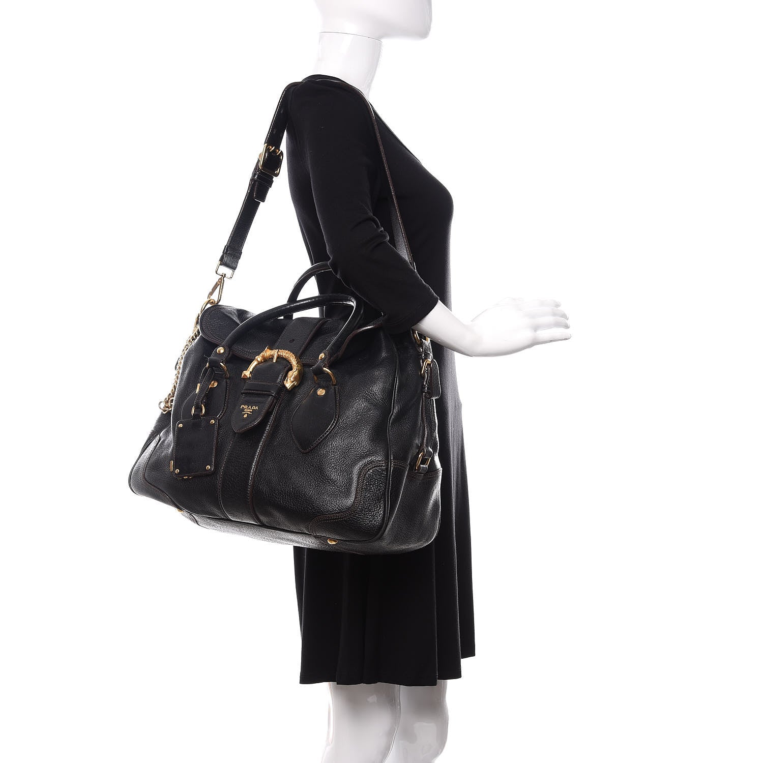 Prada Cervo Deerskin Bag Black 2 of 21