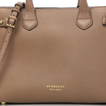Burberry Grainy Calfskin House Check Medium Banner Tote Dark Sand 9 of 9