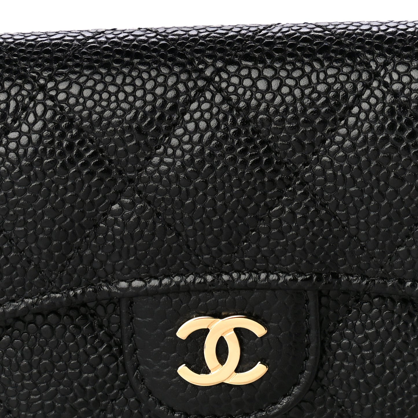Caviar Quilted Flap Card Holder Black