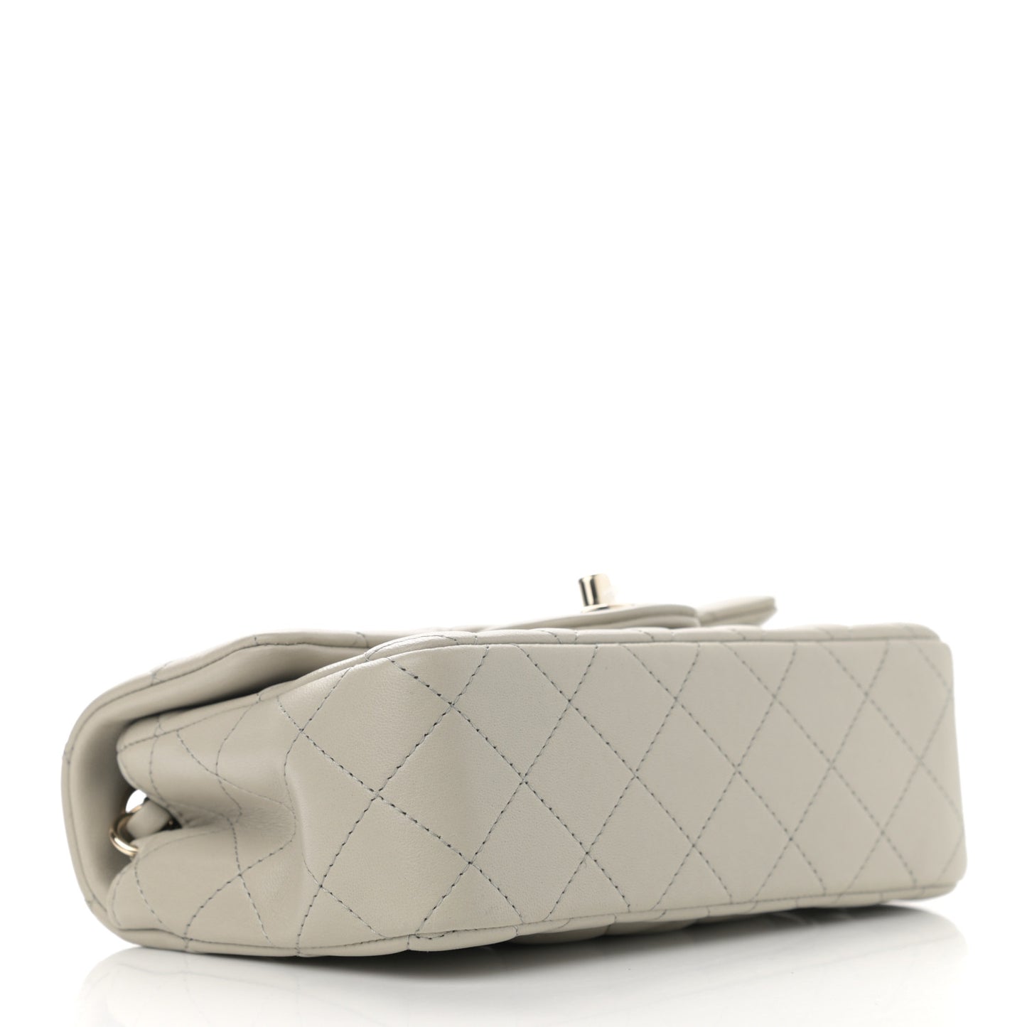 Lambskin Quilted Mini Rectangular Flap Grey