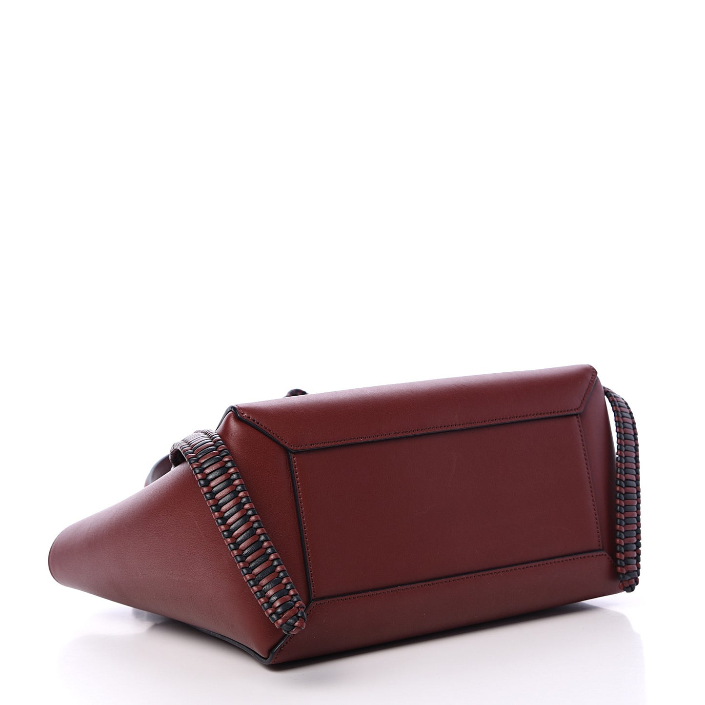 Smooth Calfskin Micro Bi-Color Braided Belt Bag Red Wood
