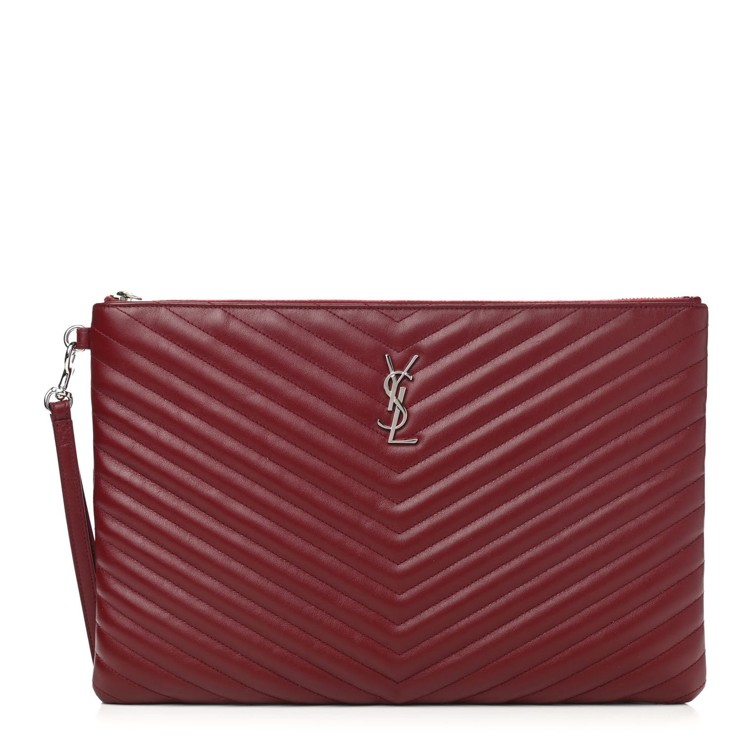 Calfskin Matelasse Chevron Monogram Document Holder Rouge Legion