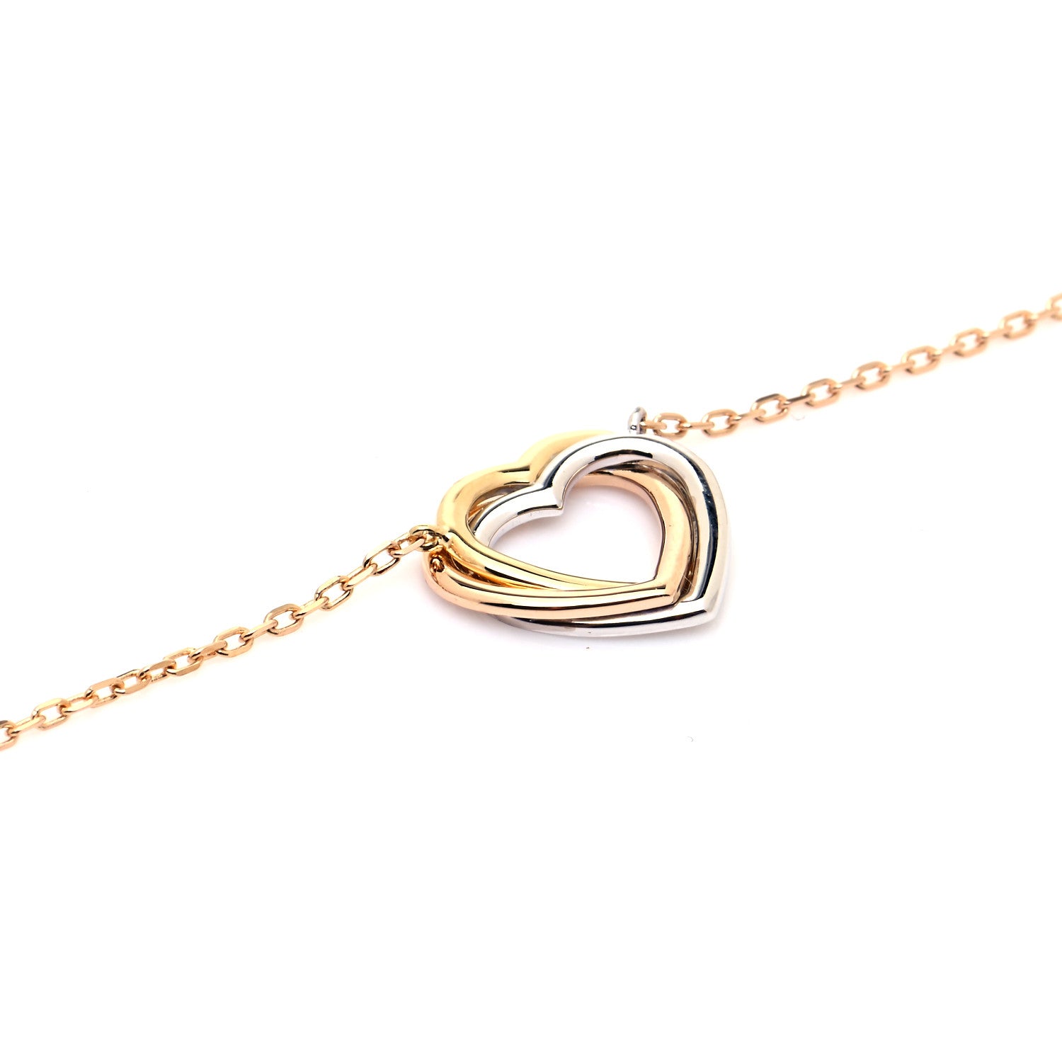 Cartier 18K Pink Yellow White Gold Diamond Trinity Heart Paved Pendant Necklace 5 of 8