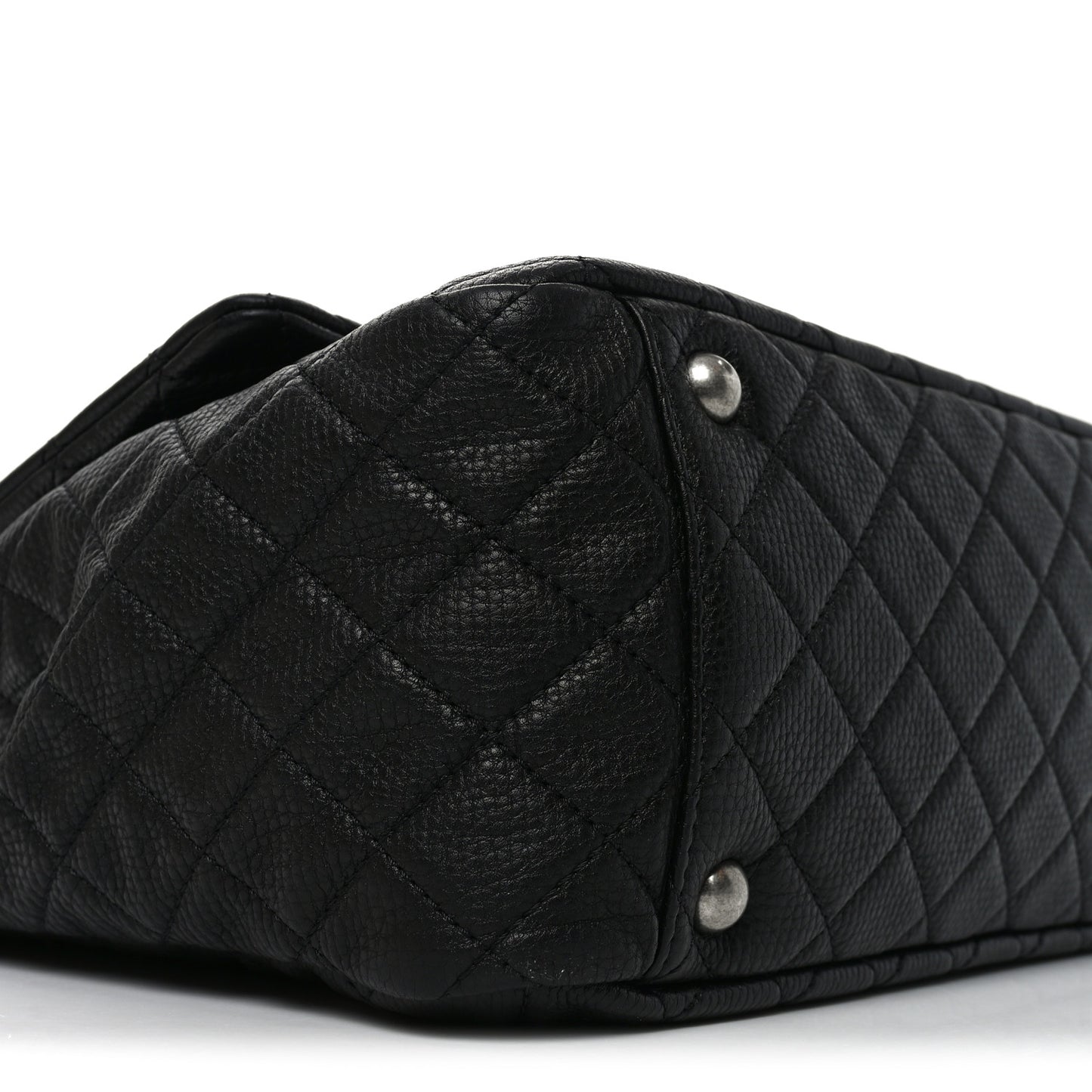 Grained Calfskin Quilted XXL Travel Flap Bag Black Black