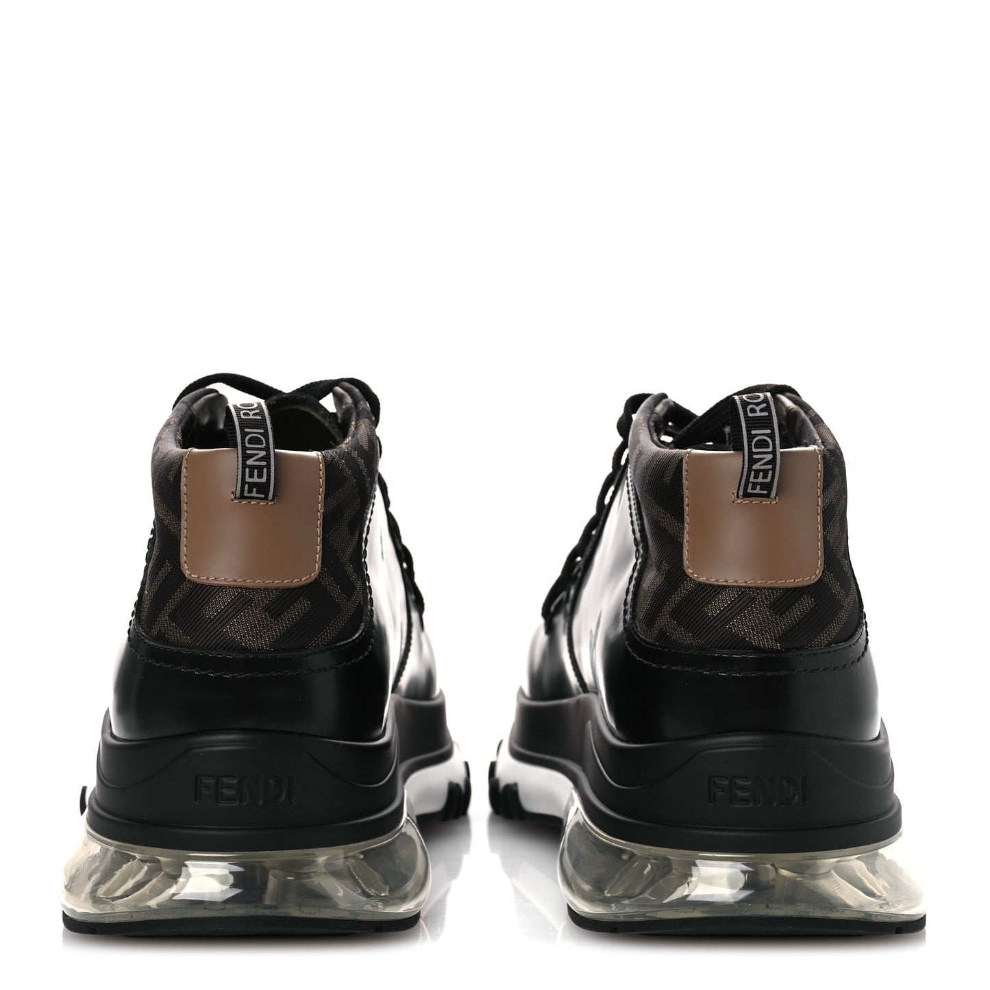 Calfskin Zucca Mens Lace Up Sneakers 8 Black Maya