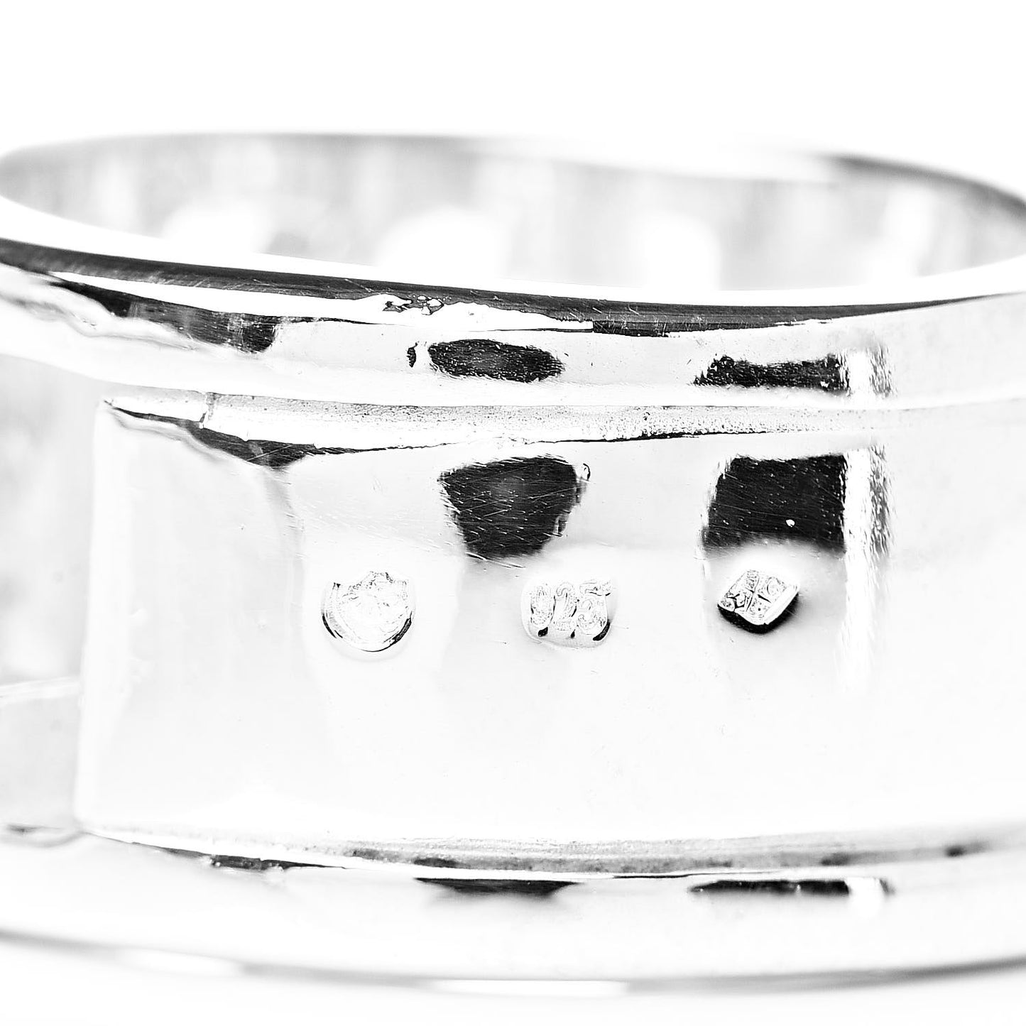 Sterling Silver Logo Wide Band Ring 53 6.5