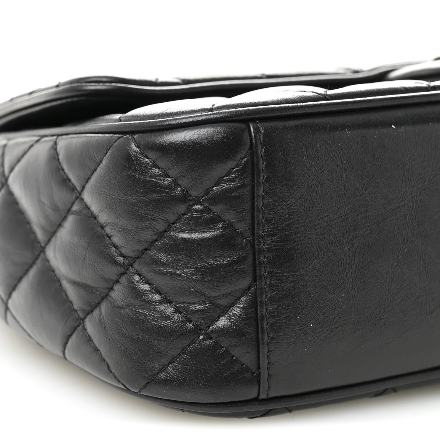 Aged Calfskin Quilted Medium Easy Flap Black Black