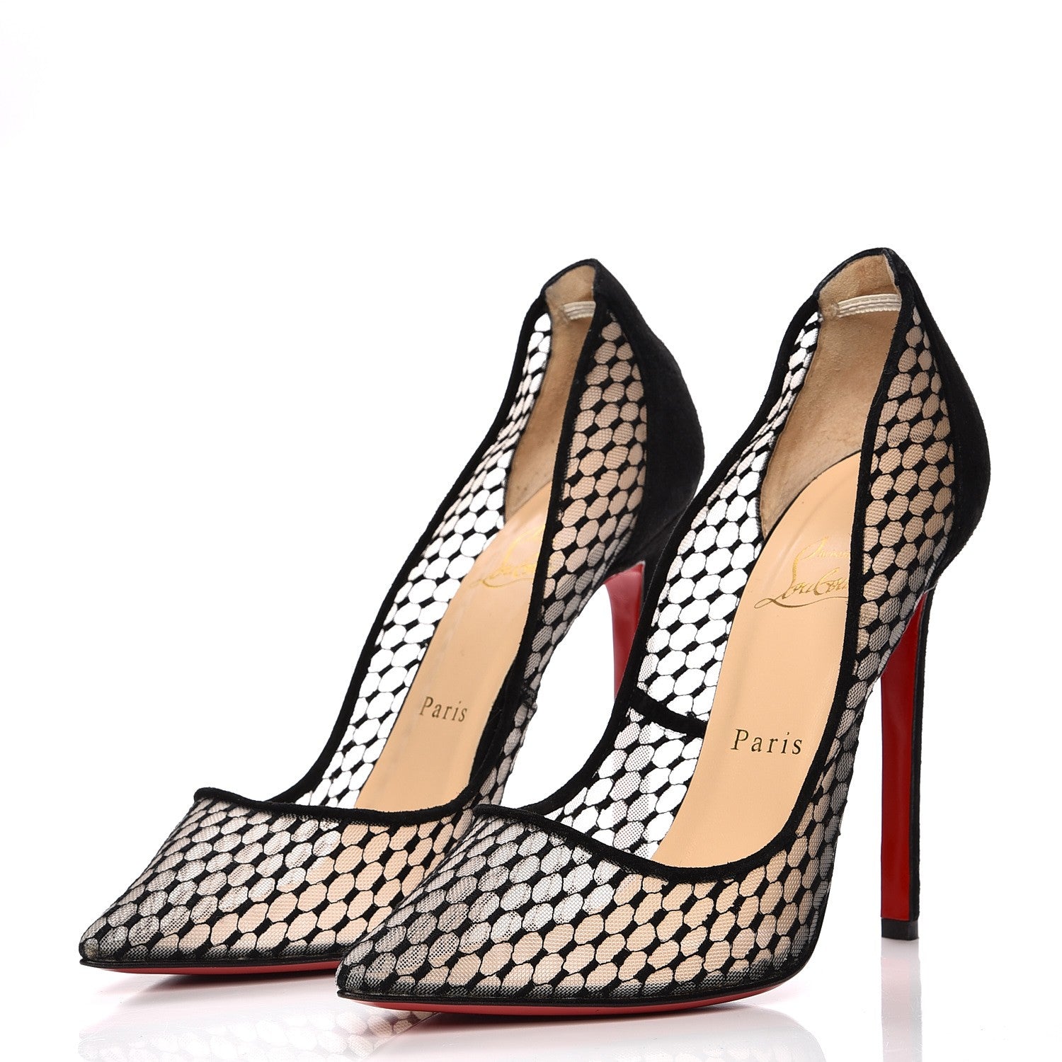Christian Louboutin Mesh Suede Pigaresille 120 Pumps 38 Black 3 of 7