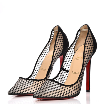 Christian Louboutin Mesh Suede Pigaresille 120 Pumps 38 Black 3 of 7