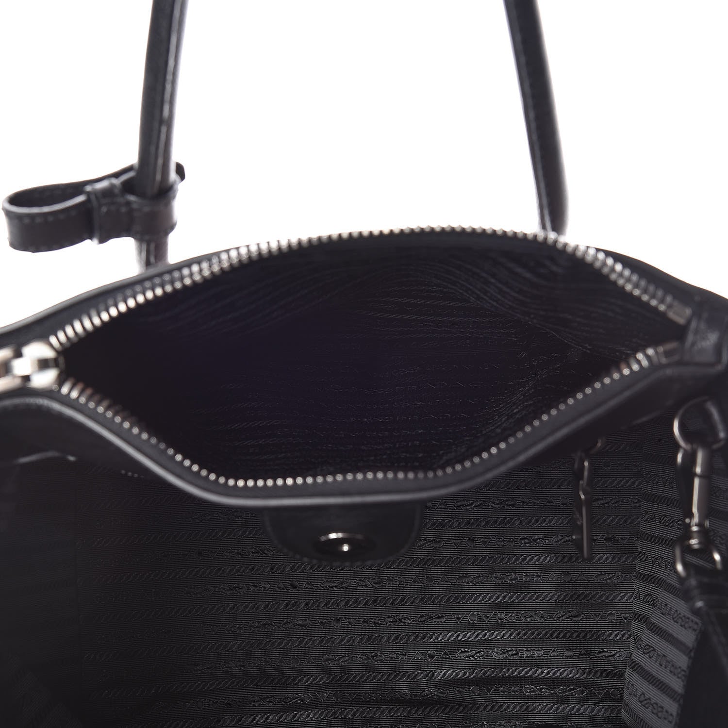 Prada Glace Calf Bi-Color Twin Pocket Tote Pomice Black 6 of 15