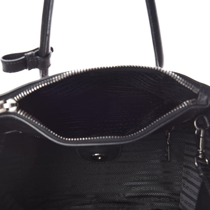Prada Glace Calf Bi-Color Twin Pocket Tote Pomice Black 6 of 15
