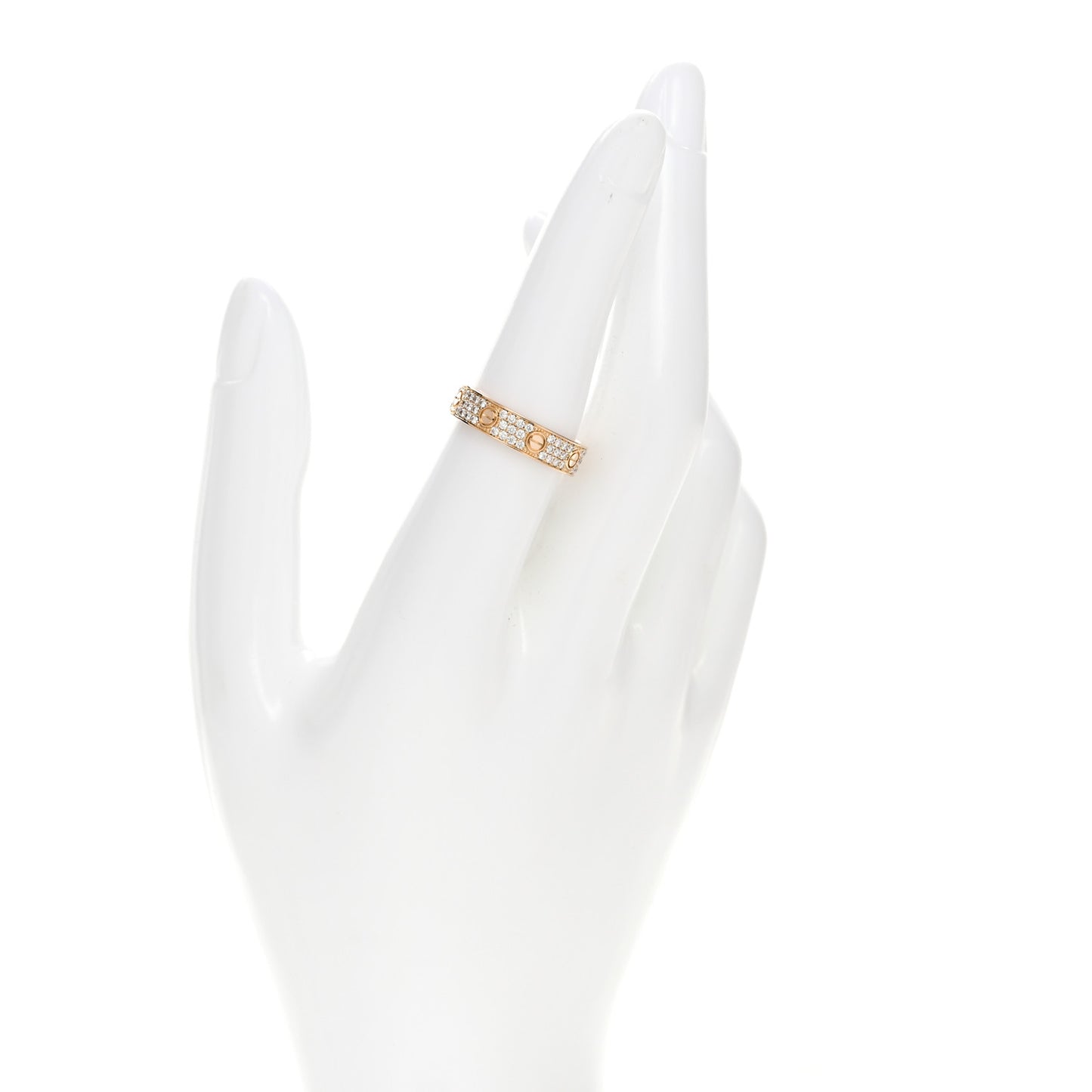 18K Pink Gold Diamond 5mm LOVE Wedding Paved Band Ring 53 6.5