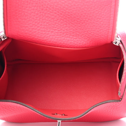 Hermes Taurillon Clemence Mini Lindy 20 Rose Extreme 4 of 4