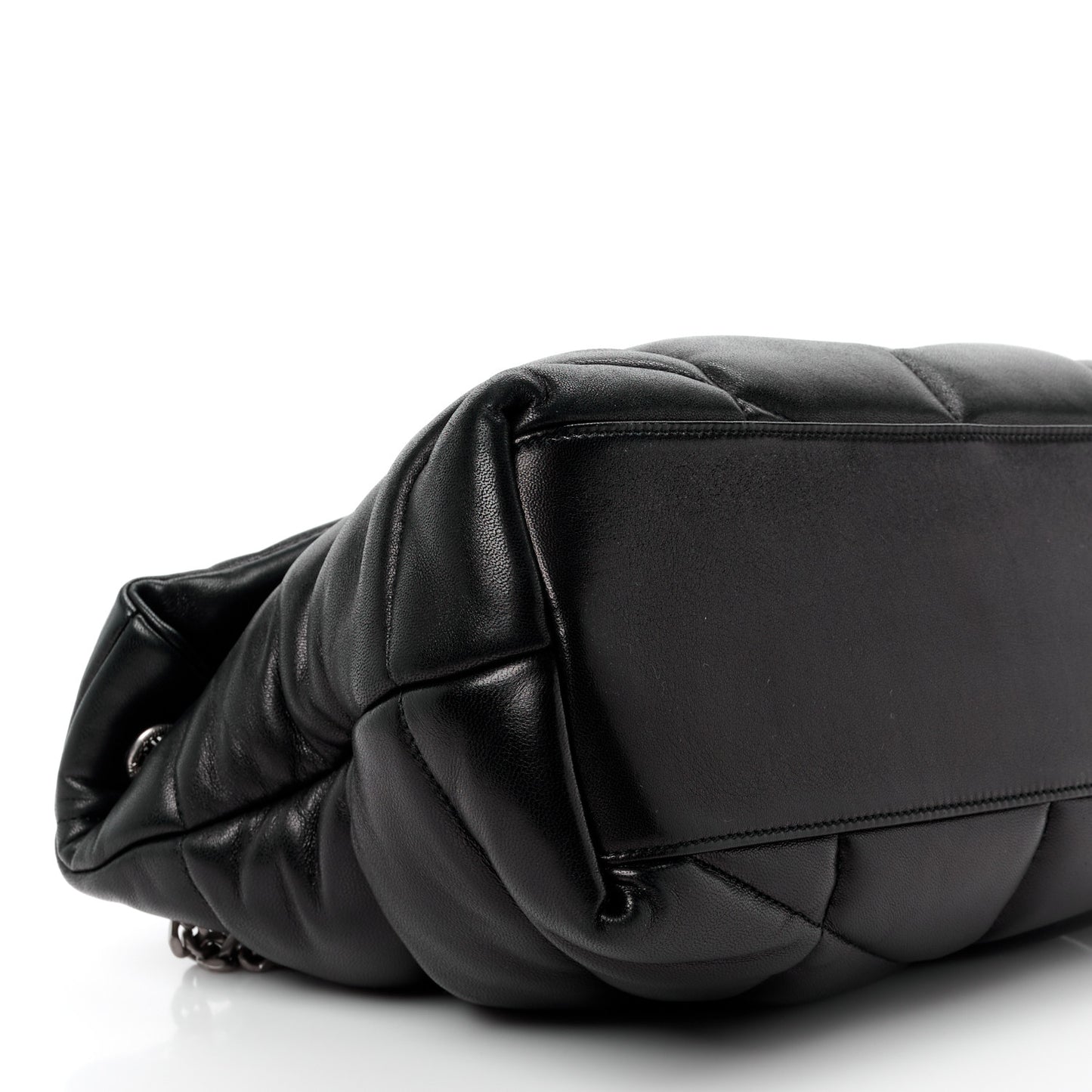 Lambskin Quilted Medium Loulou Puffer Monogram Chain Satchel Black