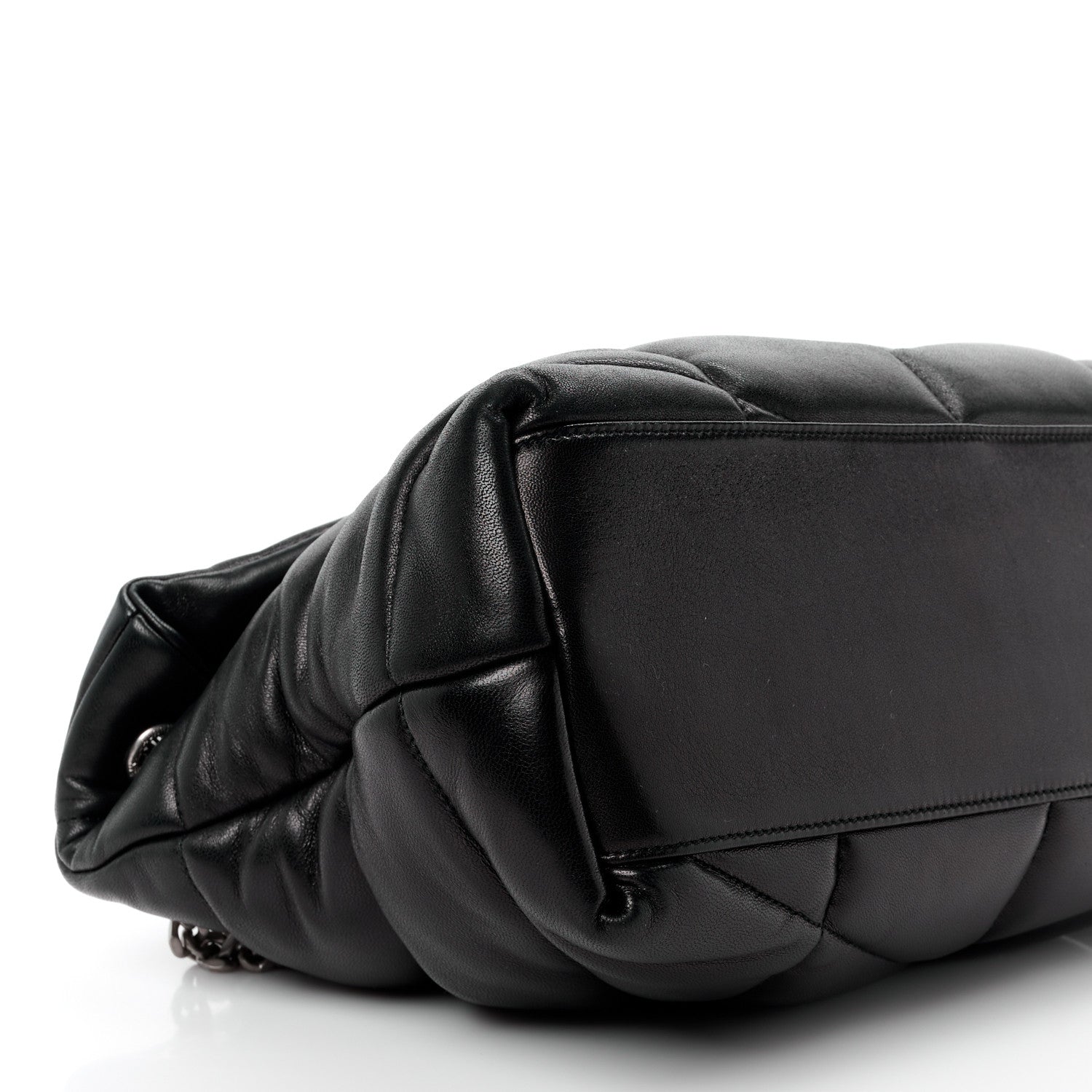 Saint Laurent Lambskin Quilted Medium Loulou Puffer Monogram Chain Satchel Black 10 of 11