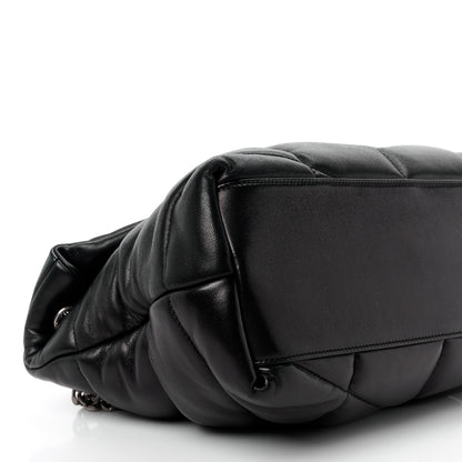 Saint Laurent Lambskin Quilted Medium Loulou Puffer Monogram Chain Satchel Black 10 of 11