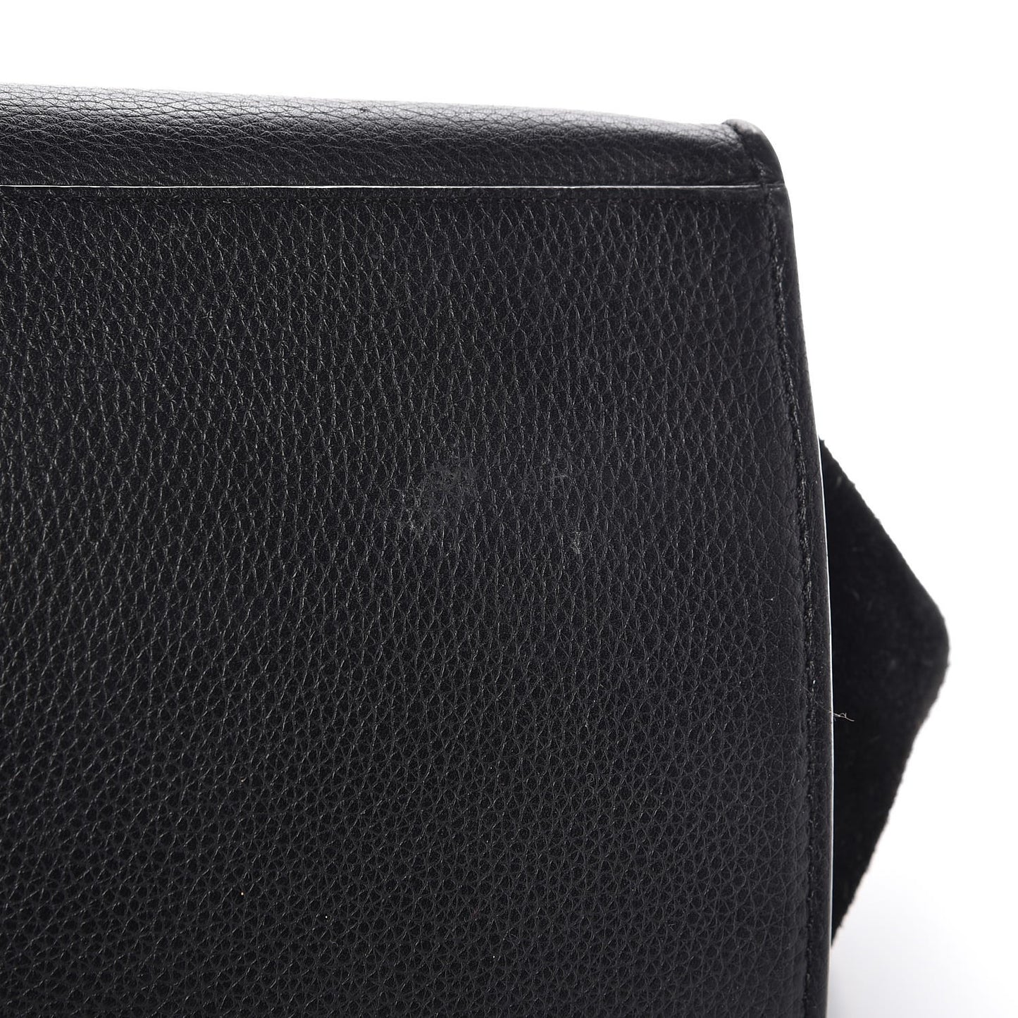 Drummed Calfskin Suede Medium Trapeze Black