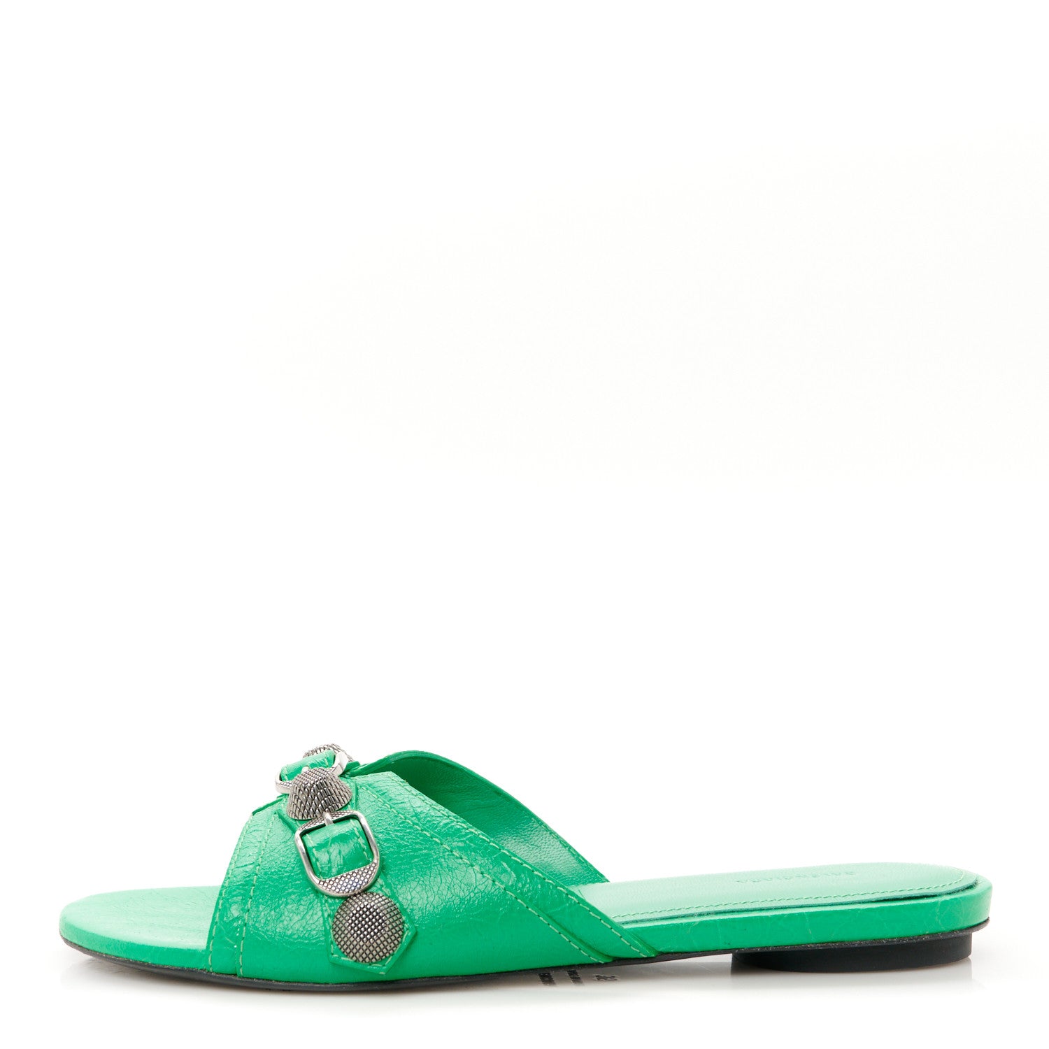 Balenciaga Agneau Arena Cagole Flat Slide Sandals 35 Vivid Green 1 of 11