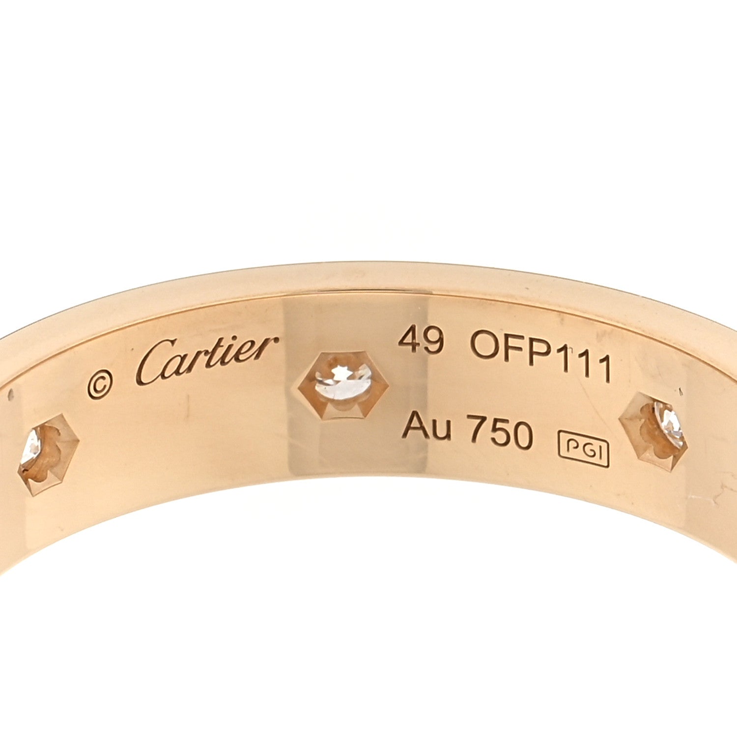 Cartier 18K Yellow Gold 8 Diamond 4mm LOVE Wedding Band Ring 49 5 4 of 5