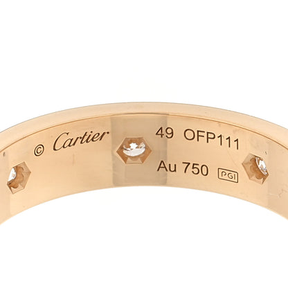 Cartier 18K Yellow Gold 8 Diamond 4mm LOVE Wedding Band Ring 49 5 4 of 5