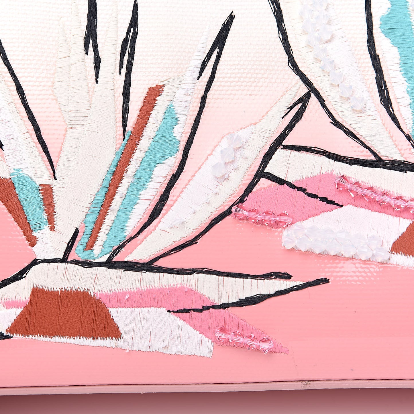 Nappa Canvas Patent Ombre Embroidered Bird Of Paradise Mini Peekaboo Iconic Satchel Pink