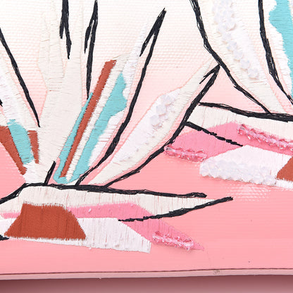 Fendi Nappa Canvas Patent Ombre Embroidered Bird Of Paradise Mini Peekaboo Iconic Satchel Pink 11 of 16