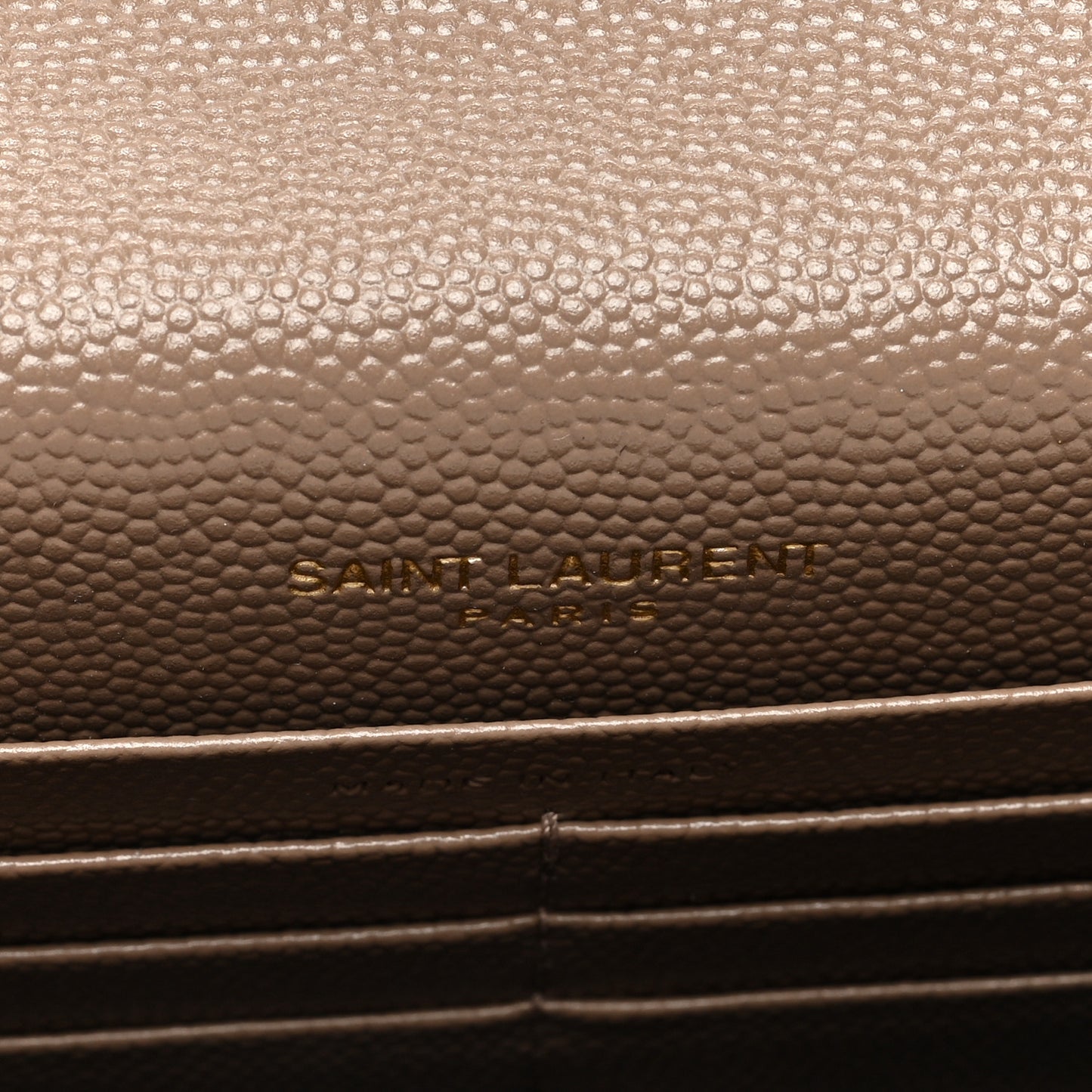 Grain De Poudre Matelasse Chevron Monogram Envelope Chain Wallet Taupe