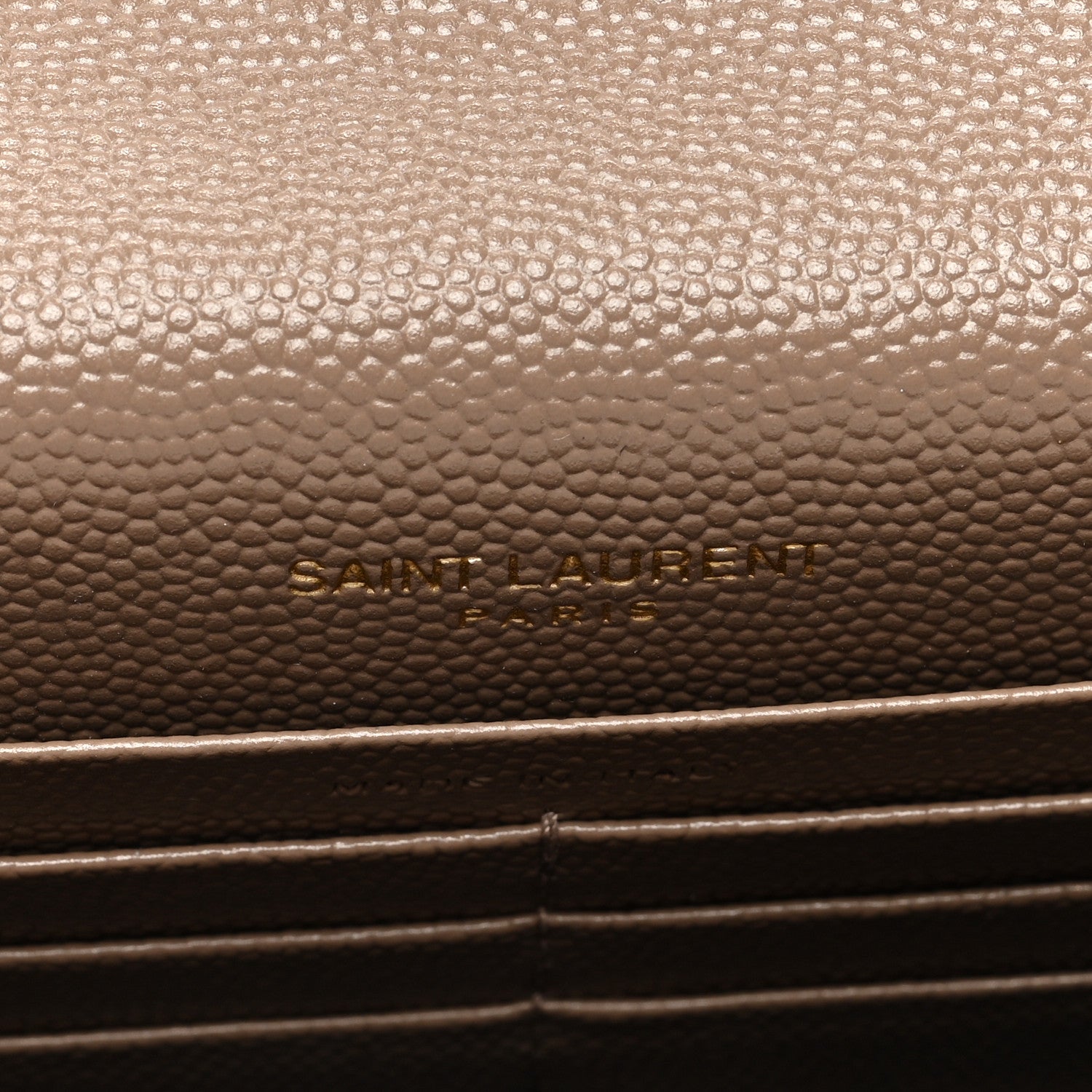 Saint Laurent Grain De Poudre Matelasse Chevron Monogram Envelope Chain Wallet Taupe 6 of 10