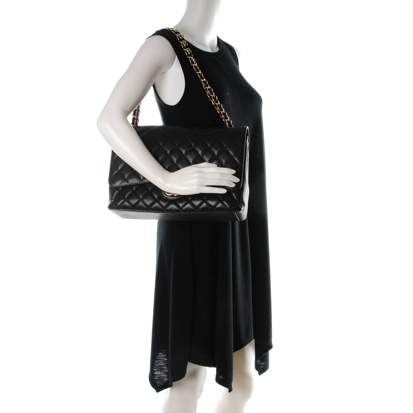 Caviar Quilted Maxi Double Flap Black