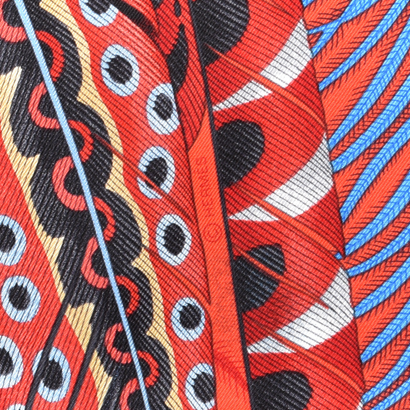 Silk Plumes En Fete Scarf 90 Rouge Bleu Beige