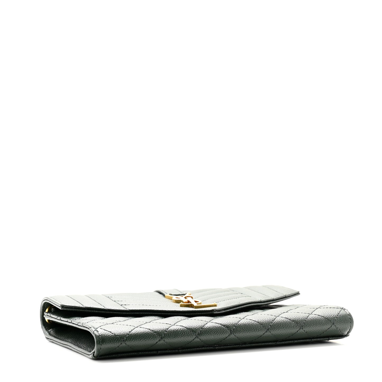 Grain De Poudre Textured Mixed Matelasse Triquilt Monogram Clutch Vert Fonce