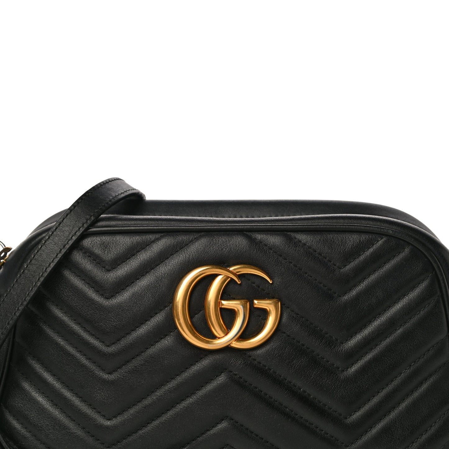 Calfskin Matelasse Small GG Marmont Chain Shoulder Bag Black